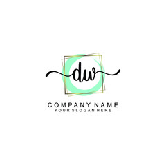 DW Initials handwritten minimalistic logo template vector