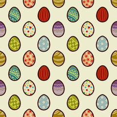 Bold line Easter egg seamless pattern background illustration (beige)