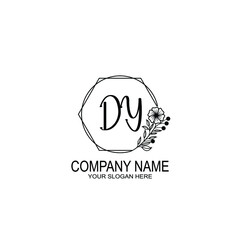 DY Initials handwritten minimalistic logo template vector