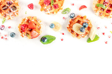 Belgian wafers, shot from the top on a white background