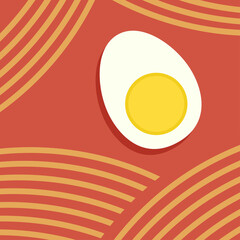 Egg vector. Egg and noodle on ramen soup wallpaper.