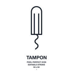 Menstrual tampon editable stroke outline icon isolated on white background vector illustration. Pixel perfect. 64 x 64. - obrazy, fototapety, plakaty