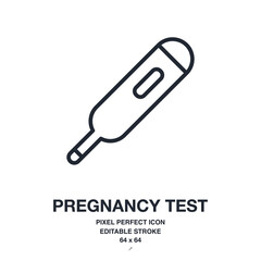 Pregnancy test editable stroke outline icon isolated on white background vector illustration. Pixel perfect. 64 x 64.