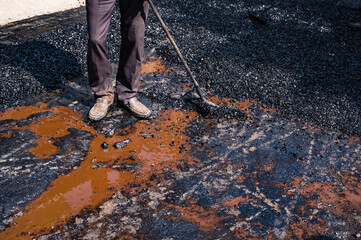 A worker or laborer repairing a broken road. This means make your own path, clear your own way. quotes.
