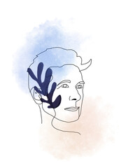 one line drawing portrait of a man