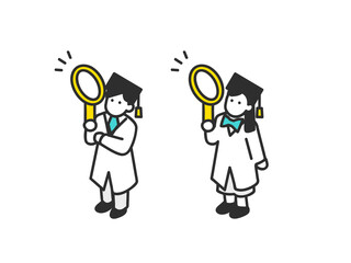 物事を観察しているこどものイメージイラスト素材