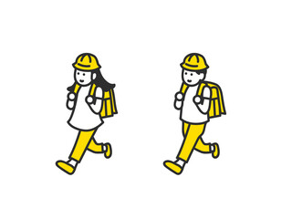 元気に登校するこどものイメージイラスト素材