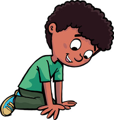 boy looks curiously at the imagined object