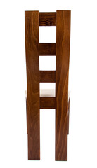 Photo of a wooden chair with upholstery on a white background