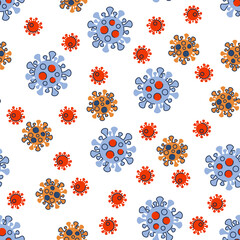 Viruses. Seamless pattern for textiles and packaging. Vector