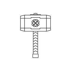 Thor hammer icon with lightning bolts vector illustration