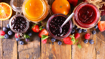 assorted fruit jam- top view
