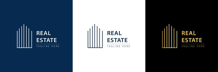 Real estate logo branding design business. real estate logo modern templates design vector illustration