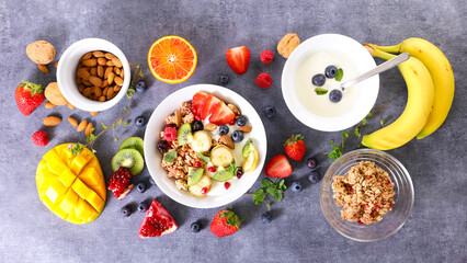health food- granola with yogurt and fruit