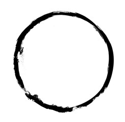 Watercolor black circle on white as background