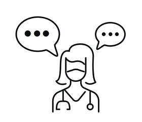 Online medicine, healthcare consulting line icon concept. flat vector symbol, sign, outline drawing.
