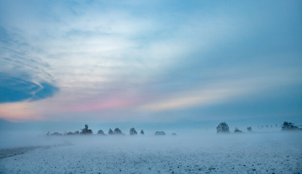 Schneelandschaft - Winter im Teufelsmoor bei Sonnenaufgang © UlrikeAdam