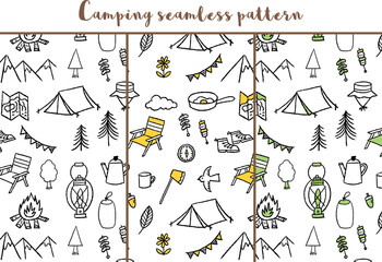 キャンプの模様_シームレス_セット01