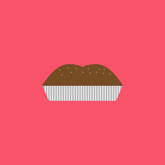 Cake flat icon. Simple style sweet food symbol. Logo design element. T-shirt printing. eps10. Vector for sticker.