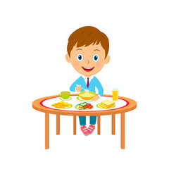 cute cartoon boy eat