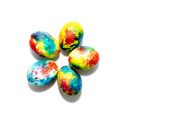 Easter eggs, hand-painted with acrylic paints, art.