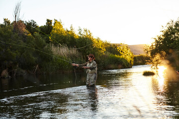 Fishing in a river in patagonia.