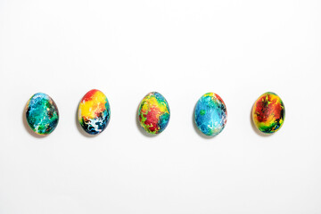 Easter eggs, hand-painted with acrylic paints, art.