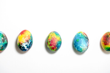 Easter eggs, hand-painted with acrylic paints, art.