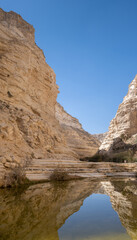 Panoramic view of Ein Avdat - a canyon in the Negev Desert of Israel