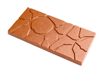 Sweet chocolate bar on white background