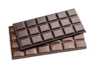 Sweet chocolate bars on white background