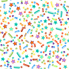 Sprinkles grainy. Seamless Pattern. Cupcake donuts