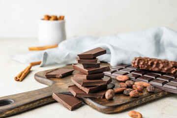 Sweet chocolate on light background