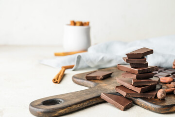 Sweet chocolate on light background