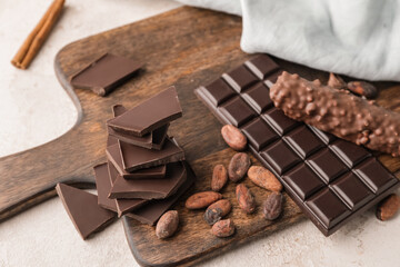 Sweet chocolate on light background