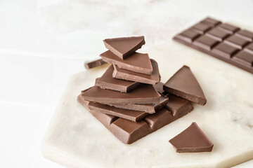 Sweet chocolate on light background