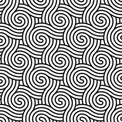 Fototapeta premium Spirals seamless pattern, black. A retro seamless pattern with black and white geometric motifs.