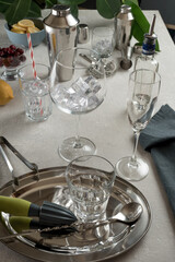 Bar set for cocktails and drinks