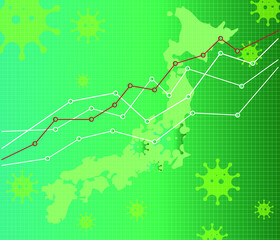 Japan economic crisis vector illustration. Pandemic chart. Green Background.