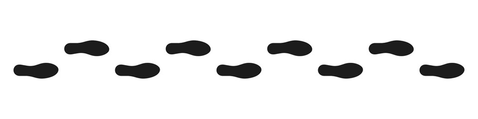 Shoe footprints. Traces in one direction. Vector illustration