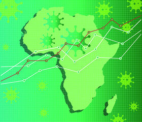 Africa economic crisis vector illustration. Pandemic chart. Green Background.