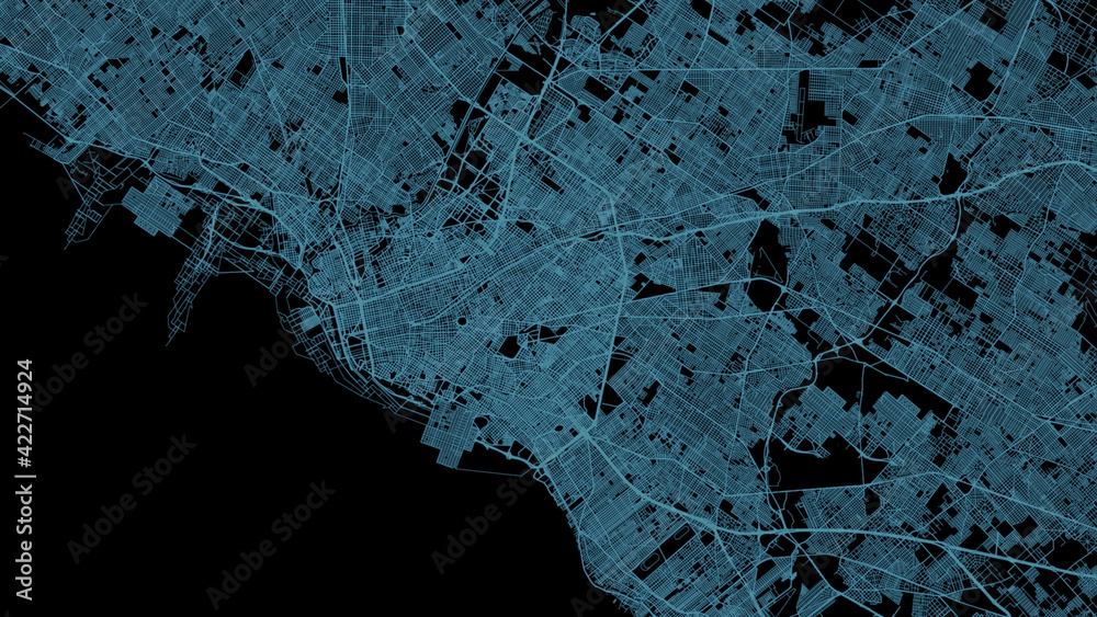 Aufkleber Futuristic digital city map layout with satellite GPS coordinate searching and target tracking, interface head up display screen with data telemetry information for background display
