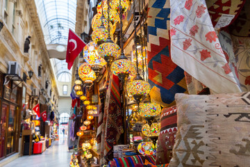 Fototapeta premium Turkey. Istanbul. Trade in Turkish souvenirs. Goods in a souvenir shop.