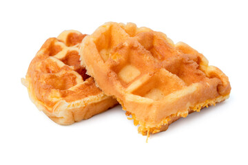 delicious homemade waffles isolated on the white background.