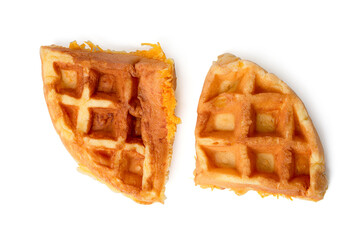 delicious homemade waffles isolated on the white background.