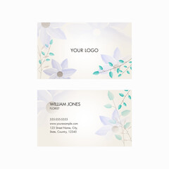 Florist Visiting Card Design With Double-Sides On White Background.
