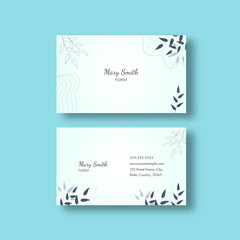 Florist Business Or Visiting Card In Front And Back View.
