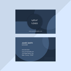 Fototapeta na wymiar Blue Color Business Card Template Layout In Front And Back View.