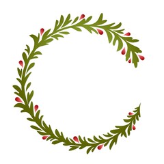 the Frame of a green plant with berries.