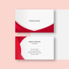 Red And White Elegant Business Card Template For Corporate Company.